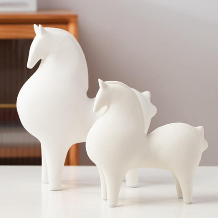 Animal Figurine Ceramic Horse Sculpture for Bookcase Table Houseearming Gift 15cmx7cmx15.5cm