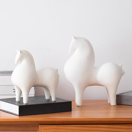 Animal Figurine Ceramic Horse Sculpture for Bookcase Table Houseearming Gift 21cmx9.5cmx23cm