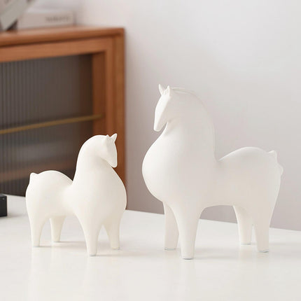 Animal Figurine Ceramic Horse Sculpture for Bookcase Table Houseearming Gift 21cmx9.5cmx23cm