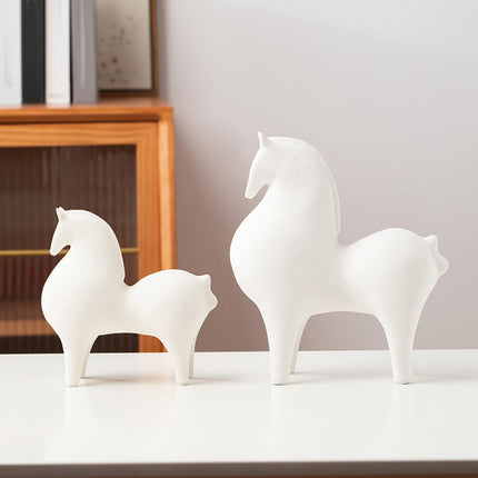 Animal Figurine Ceramic Horse Sculpture for Bookcase Table Houseearming Gift 21cmx9.5cmx23cm
