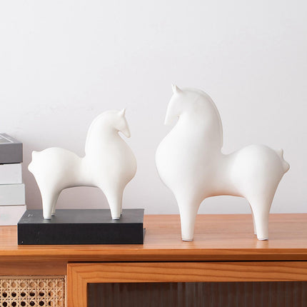 Animal Figurine Ceramic Horse Sculpture for Bookcase Table Houseearming Gift 21cmx9.5cmx23cm