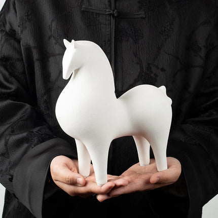 Animal Figurine Ceramic Horse Sculpture for Bookcase Table Houseearming Gift 21cmx9.5cmx23cm