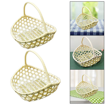 Handwoven Fruit Basket Holder Rustic Food Storage for Living Room Home Table Small