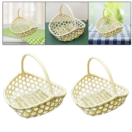 Handwoven Fruit Basket Holder Rustic Food Storage for Living Room Home Table Small