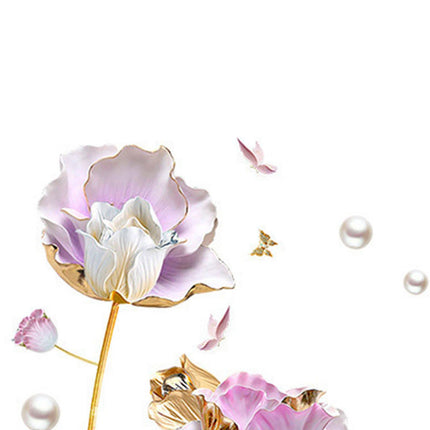 2 Pieces Flowers Wall Stickers Murals 3D Arts Decal for Living Room Home Wall