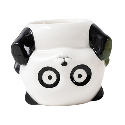 Crofta Animal Planter Flower Vase Shelf Farmhouse Display Office Pottery Plant Pot Panda 10x8.3x8.5cm