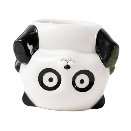 Crofta Animal Planter Flower Vase Shelf Farmhouse Display Office Pottery Plant Pot Panda 10x8.3x8.5cm
