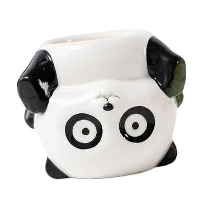 Crofta Animal Planter Flower Vase Shelf Farmhouse Display Office Pottery Plant Pot Panda 10x8.3x8.5cm
