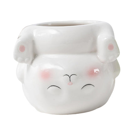 Crofta Animal Planter Flower Vase Shelf Farmhouse Display Office Pottery Plant Pot Rabbit 10x9.2x8.5cm