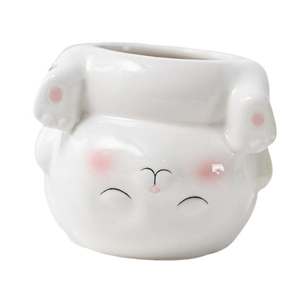 Crofta Animal Planter Flower Vase Shelf Farmhouse Display Office Pottery Plant Pot Rabbit 10x9.2x8.5cm