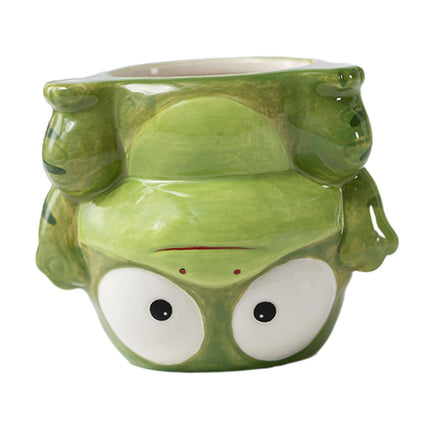 Crofta Animal Planter Flower Vase Shelf Farmhouse Display Office Pottery Plant Pot Frog 10x9.7x8.3cm