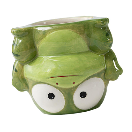 Crofta Animal Planter Flower Vase Shelf Farmhouse Display Office Pottery Plant Pot Frog 10x9.7x8.3cm