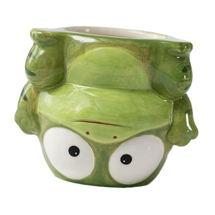 Crofta Animal Planter Flower Vase Shelf Farmhouse Display Office Pottery Plant Pot Frog 10x9.7x8.3cm