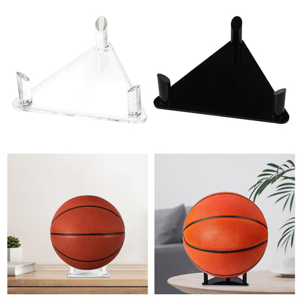 Acrylic Ball Stand Rack Decoration Football Stand for Sports Ball Rugby Ball Black