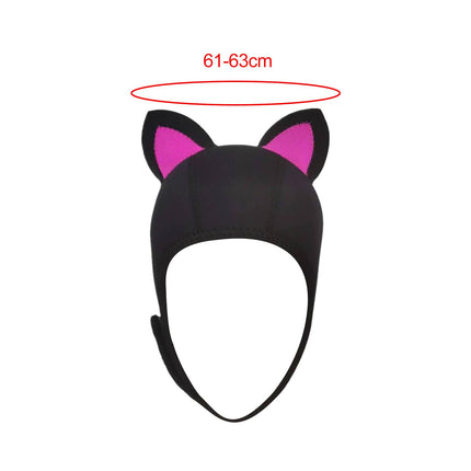 Cat Ears Diving Hood 3mm Neoprene Diving Wetsuit Hood Cute for Sailing Kayak Black Rose Red