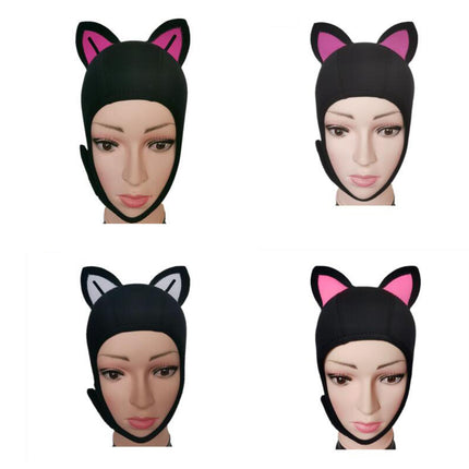 Cat Ears Diving Hood 3mm Neoprene Diving Wetsuit Hood Cute for Sailing Kayak Black Rose Red