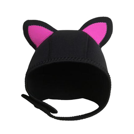 Cat Ears Diving Hood 3mm Neoprene Diving Wetsuit Hood Cute for Sailing Kayak Black Rose Red