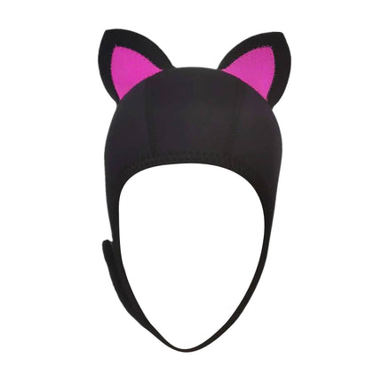 Cat Ears Diving Hood 3mm Neoprene Diving Wetsuit Hood Cute for Sailing Kayak Black Rose Red