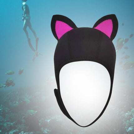 Cat Ears Diving Hood 3mm Neoprene Diving Wetsuit Hood Cute for Sailing Kayak Black Rose Red