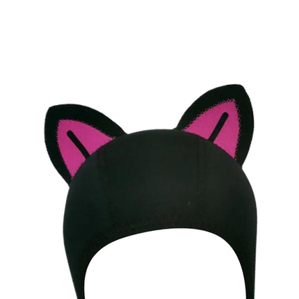 Cat Ears Diving Hood 3mm Neoprene Diving Wetsuit Hood Cute for Sailing Kayak Black Rose Red Line