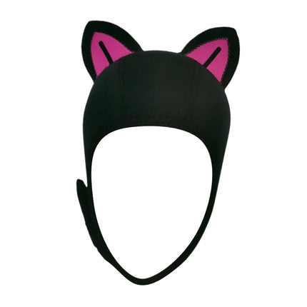 Cat Ears Diving Hood 3mm Neoprene Diving Wetsuit Hood Cute for Sailing Kayak Black Rose Red Line