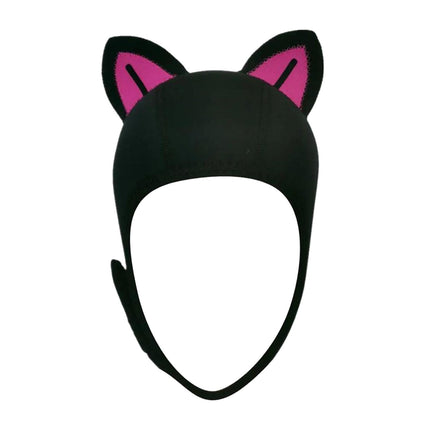 Cat Ears Diving Hood 3mm Neoprene Diving Wetsuit Hood Cute for Sailing Kayak Black Rose Red Line