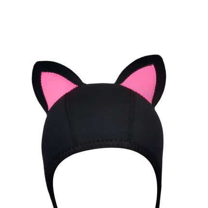 Cat Ears Diving Hood 3mm Neoprene Diving Wetsuit Hood Cute for Sailing Kayak Black Pink