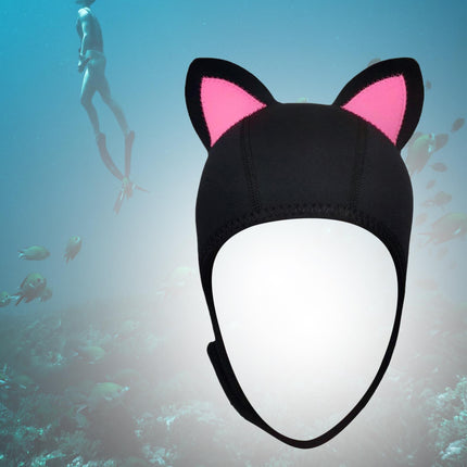 Cat Ears Diving Hood 3mm Neoprene Diving Wetsuit Hood Cute for Sailing Kayak Black Pink