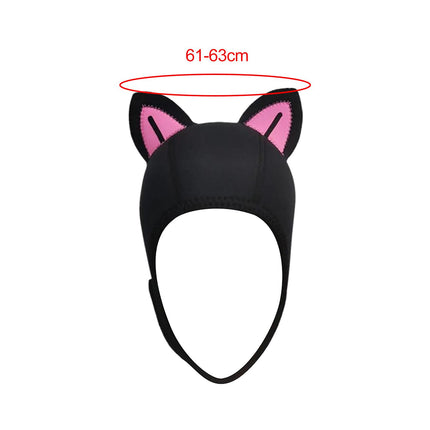 Cat Ears Diving Hood 3mm Neoprene Diving Wetsuit Hood Cute for Sailing Kayak Black Pink BlackLine