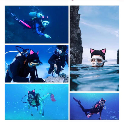 Cat Ears Diving Hood 3mm Neoprene Diving Wetsuit Hood Cute for Sailing Kayak Black Pink BlackLine