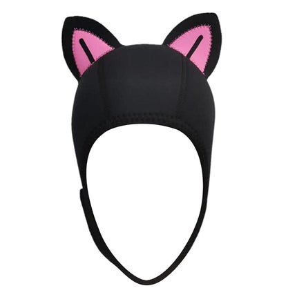 Cat Ears Diving Hood 3mm Neoprene Diving Wetsuit Hood Cute for Sailing Kayak Black Pink BlackLine