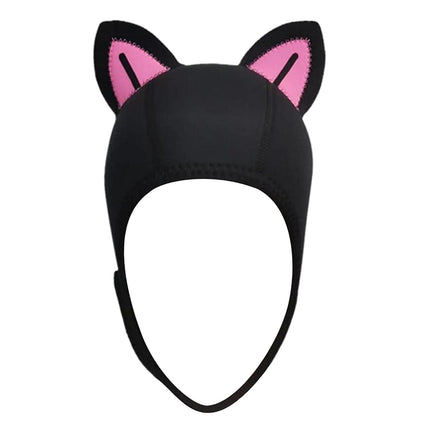 Cat Ears Diving Hood 3mm Neoprene Diving Wetsuit Hood Cute for Sailing Kayak Black Pink BlackLine