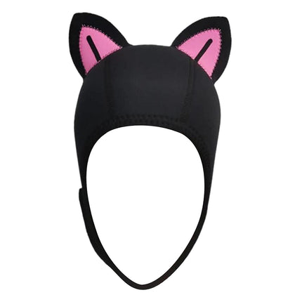 Cat Ears Diving Hood 3mm Neoprene Diving Wetsuit Hood Cute for Sailing Kayak Black Pink BlackLine