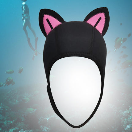 Cat Ears Diving Hood 3mm Neoprene Diving Wetsuit Hood Cute for Sailing Kayak Black Pink BlackLine