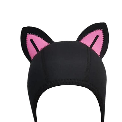 Cat Ears Diving Hood 3mm Neoprene Diving Wetsuit Hood Cute for Sailing Kayak Black Pink BlackLine