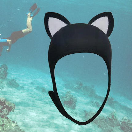 Cat Ears Diving Hood 3mm Neoprene Diving Wetsuit Hood Cute for Sailing Kayak Black White
