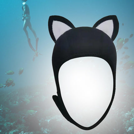 Cat Ears Diving Hood 3mm Neoprene Diving Wetsuit Hood Cute for Sailing Kayak Black White