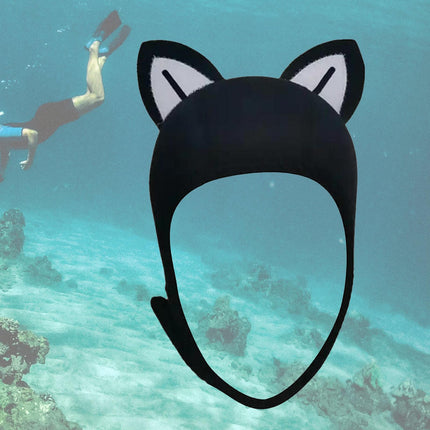 Cat Ears Diving Hood 3mm Neoprene Diving Wetsuit Hood Cute for Sailing Kayak BlackWhite BlackLine
