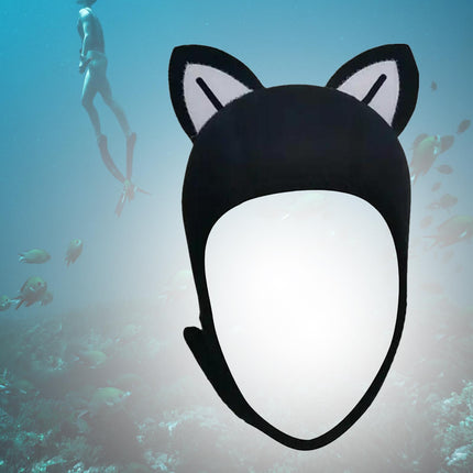 Cat Ears Diving Hood 3mm Neoprene Diving Wetsuit Hood Cute for Sailing Kayak BlackWhite BlackLine