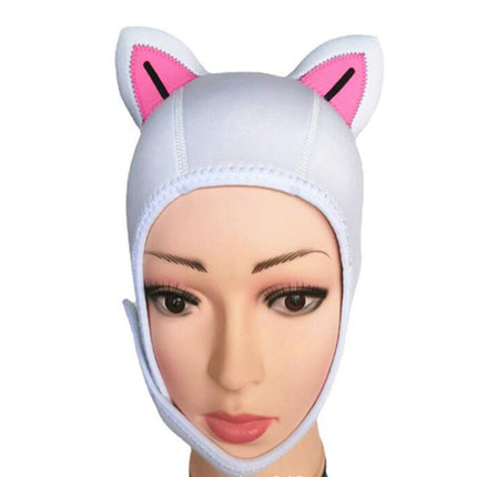 Cat Ears Diving Hood 3mm Neoprene Diving Wetsuit Hood Cute for Sailing Kayak White Pink BlackLine