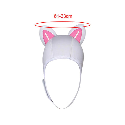 Cat Ears Diving Hood 3mm Neoprene Diving Wetsuit Hood Cute for Sailing Kayak White Pink WhiteLine