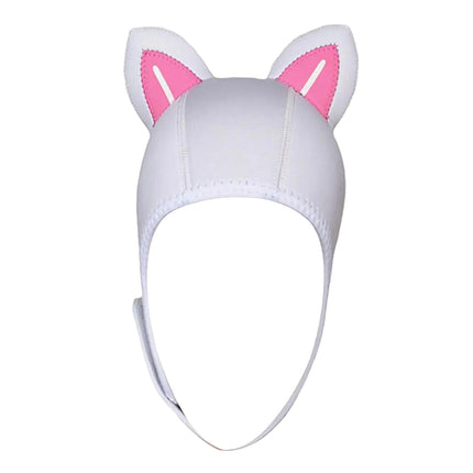 Cat Ears Diving Hood 3mm Neoprene Diving Wetsuit Hood Cute for Sailing Kayak White Pink WhiteLine