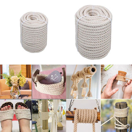 Natural Cotton Rope Cotton Cord for Sports Tug of War Projects Wall Hangings 10mm