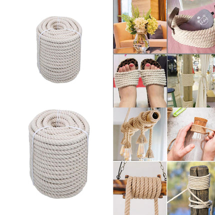 Natural Cotton Rope Cotton Cord for Sports Tug of War Projects Wall Hangings 10mm