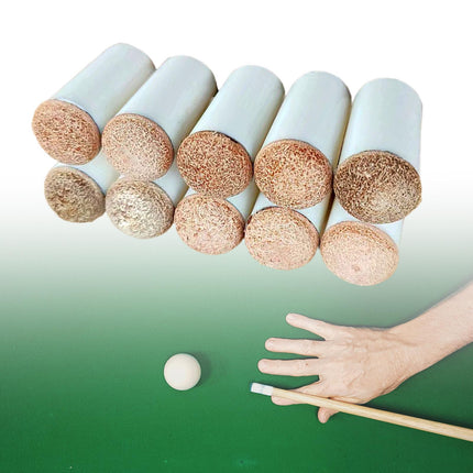 10Pcs Billiard Pool Cue Tips Lightweight Portable Slip on Billiards Cue Tips Brown