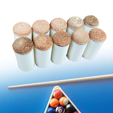 10Pcs Billiard Pool Cue Tips Lightweight Portable Slip on Billiards Cue Tips Brown