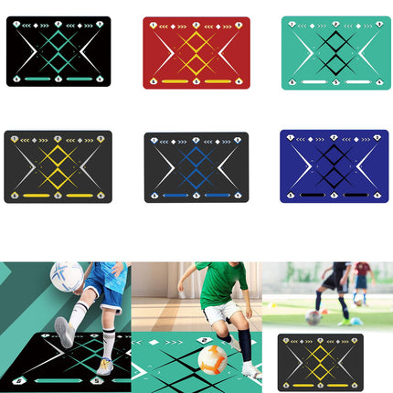 Football Footstep Training Mat Pad Ball Control Training for Athletes Adults Black Green