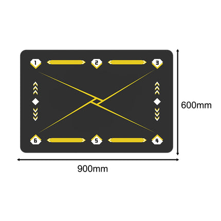 Football Footstep Training Mat Pad Dribble Training Mat for Indoor Household Black Yellow