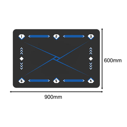 Football Footstep Training Mat Pad Dribble Training Mat for Indoor Household Black Blue