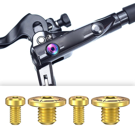 4Pcs Bicycle Brake Lever Screws Set Road Bike Bike Oil Cylinder Cover Screws Gold